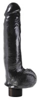 King Cock 9" Vibrating Cock with Balls Dark