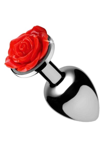 Red Rose Butt Plug - Medium - Red 3,3 cm
