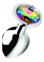 Rainbow Prism Gem Anal Plug - Medium - Silver 3,3 cm