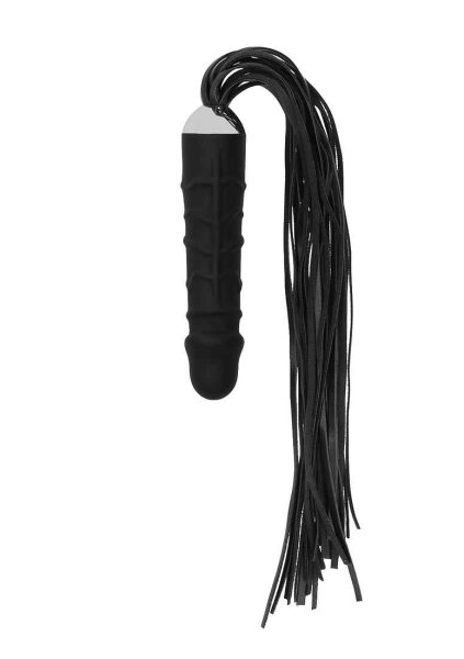 Black Whip with Realistic Silicone Dildo Black