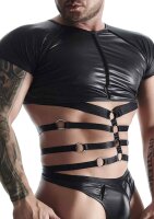 Wetlook Mens Strappy T-Shirt - Black - XXL